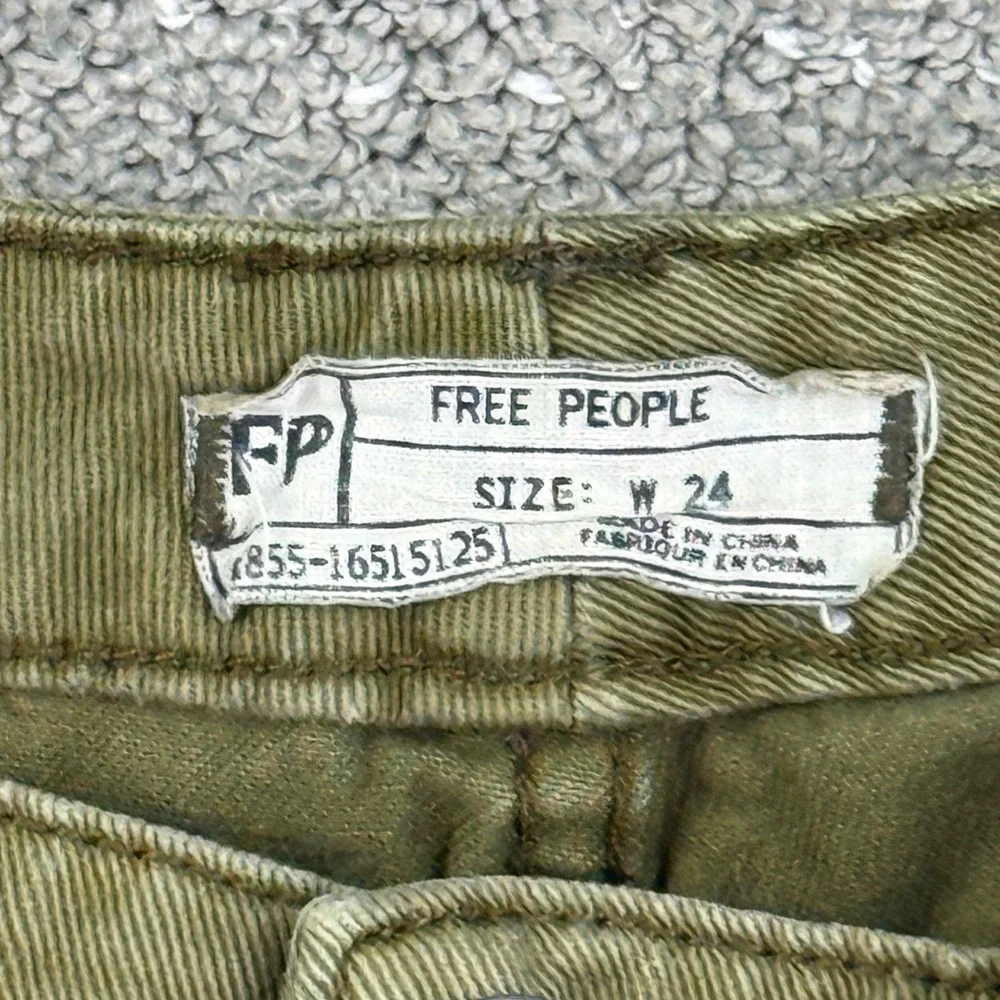Free People Denim Shorts Womens 24 Olive Green Distressed Raw Hem Cut Offs